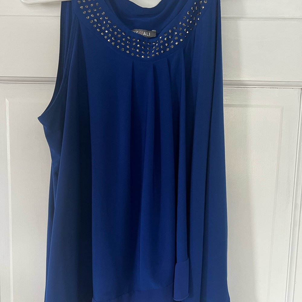 Roz & Ali Royal Blue Studded Blouse
